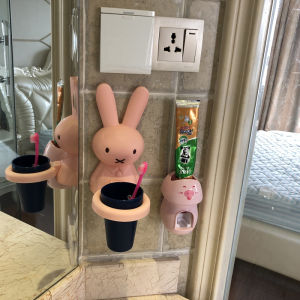 Adorable Cartoon Childrens Toothbrush Cup Set Baby Washing Mouth Cup Wall-Mounted Anti-Fall Tooth Tube Bathroom Accessories
