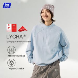 INFLATION brand LYCRA ® Lycra Beaded Stretch Hoodie 2025 Autumn New Product Half Zipper Comfortable Warm Top