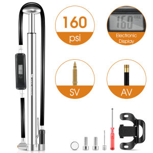 West Biking | WEST BIKING Electronic Gauge Bicycle Pump 160PSI Portable Inflator For Schrader/Presta Valve Aluminum Alloy MTB Road Bike Pump