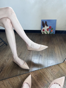 Nude Flat Shoes Womens Spring Autumn New Fashion Large Size Pointed Toe Soft Bottom Genuine Leather Elegant Single Shoes