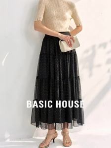 Basic House | Dots Lace Half Skirt French Design Large Flare Summer