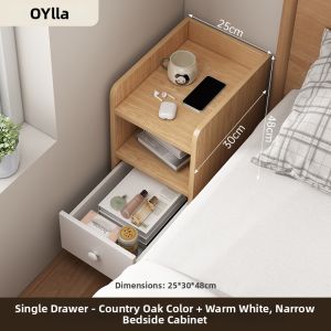 OYIla | Slim Bedside Storage Cabinet 20cm