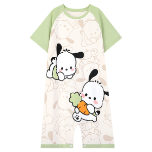 miiow | Pure Cotton Cat Girl Childrens Sleepwear Short Sleeve Romper Suit Cartoon Little Girl Home Clothes Breathable Comfortable