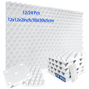 Acoustic Foam Panels 12/24-Piece Soundproofing Wall Foam Diamond Tower High-Density Fire-Retardant Home Studio Drum Room Acou