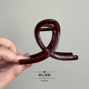 Elegant Vintage Wine Red French Atmosphere Hair Claw Back of Head Personality Updo Shark Clip Fashionable Hair Accessories