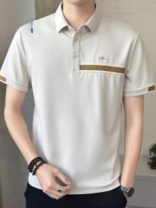 ROMON | Romon Mens Short Sleeve Polo Shirt Casual Thin Summer Fashionable Cotton Polyester Blend Breathable Comfortable Fit T-Shirt