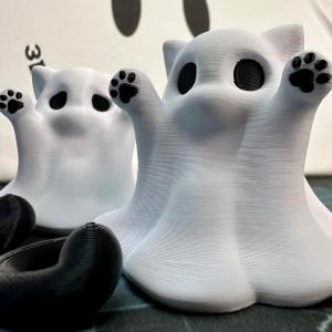 Mini Ghost Cat 3D Printed Desktop Decorations Halloween Atmosphere Gift for Girlfriend Cute Cartoon Style PLA Material Cat Theme