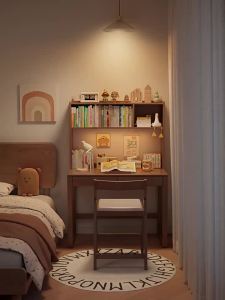 DONGMU | Wall-leaning Solid Wood Desk Bookshelf Combo for Small Spaces