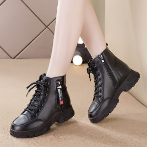 Womens Martin Boots Autumn Winter Leather Short Boots Thick Bottom Shoes Spring Summer Versatile Casual round Toe Boots