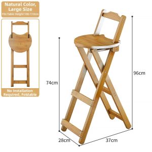 Foldable Bar Stool Bamboo With Back Support
