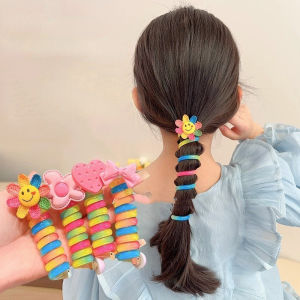 Kids Coil Rubber Band Hair Rope High Ponytail Hair Tie Fashion Scrunchies Japanese Braided Telephone Cord Hair Ring Girls Accessories