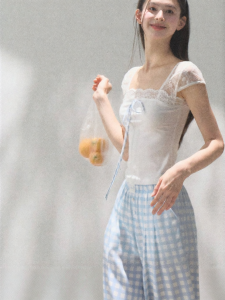Áo Thun Cơ Bản Mát Mẻ Thoáng Mái Với Nơ Cột Bằng Voan Cotton