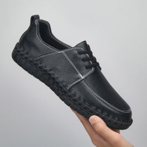 Handmade Mens Shoes Summer Soft Bottom Stitching Bean Bean Head Layer Cowhide Fashion Driving Breathable Leather Shoes Casual Slip-On