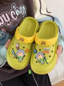 Fun Toy Story Thick Bottom Womens Sandals Casual Hollow out Beach Shoes Comfortable Breathable Slip-On EVA Flat Heels