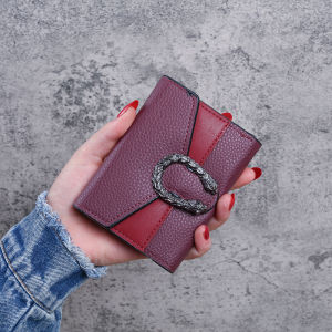 New style wallet short leather bag stitching wallet ladies tri-fold clutch bag multi-function multi-card holder