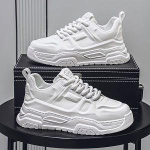 Mens Casual Sport Shoes Autumn High-Intensity Versatile Thick-Heeled Heightening White Trendy Shoes Youthful Comfortable Mesh