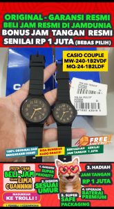 CASIO COUPLE ORIGINAL - CASIO Pria MW-240-1B2 -with- Wanita MQ-24-1B2LDF Jam dunia JD18 Jam Tangan Pasangan Cowok Cewek Anti Air MW 240 1B2 with MQ 24 1B2LDF + CASIO MW-240 240 MW240 Seri MW 240 1B2 & MQ 24 1B2