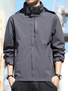 ROMON | Lormen Mens Jacket Outerwear Spring Autumn New Fashion Casual Hooded Workwear Windproof Sports Windbreaker Coat Polyester Fiber