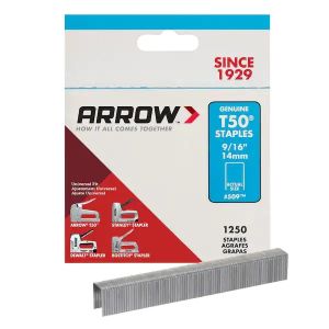 Arrow T50 9/16 in. Leg x 3/8 in. Crown Galvanized Steel Staple Gun Staples (1250-Pack)