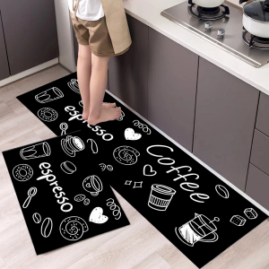 VIKAMA Kitchen Utensils Fruit Coffee Carpet Entrance Non slip Washable Floor Mat Letter Printed Floor Mat Home Decoration