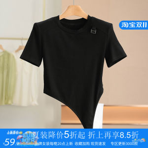 เสื้อยืดแขนสั้นทรงสลิมฟิต Xking AL สำหรับผู้หญิงในฤดูร้อน 2025 ทรงปกติ คอตั้ง แขนสั้น ผ้าผสมคอตตอนและยางยืด