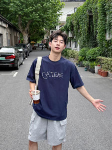 เสื้อยืดคอกลมแขนสั้นหลวมๆ สำหรับผู้ชาย ทรงหลวมๆ ลายพิมพ์แบบลำลอง สไตล์ฤดูร้อน 2025 ใหม่ล่าสุด เสื้อยืดคุณภาพเยี่ยมจาก Linbei