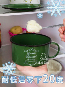 Food Grade Pork Fat Storage Jar Deepened Wide Mouth with Lid for Kitchen Refrigerator Hot Oil Storage Container Enamelware