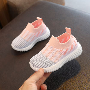 New Spring Autumn Boys Girls Color-block Knit Sneakers Children Breathable Mesh Kids Shoes with Soft Soles Casual Student Shoes