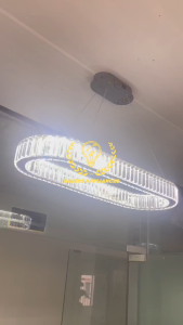 Staircase dining room to small living room elegant K9 crystal LED Tricolor With APP/Remote