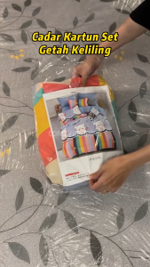 Premium Cotton Bedsheet Cartoon Queen 4in1 / Single 2in1 Fitted Bedsheet Cadar Kartun Set Homestay Murah Getah Keliling 床单 - CT