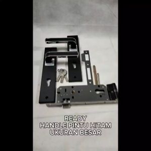 Handle Pintu Hitam Besar Ukuran 25cm/ Kunci Pintu full besi stainless / selot pintu besar hitam