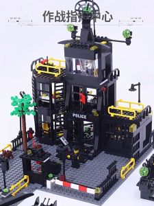 SWAT Police Station Military City Model Set Prison Car Policeman Boat Figures Building Blocks DIY Toy for Kids Birthday Boy Gift