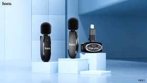 HOCO HK61 ไมค์ไร้สาย 2in1 ไมค์คู่ ไมค์ไลฟ์สด รองรับทั้ง iOS + Type C ตัดเสียงรบกวน จับเสียง360° ระยะเชื่อมต่อ15เมตร ของแท้
