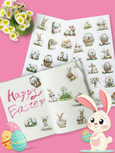 BEAR TALE Easter Bunny and Egg Stickers Cute Rabbit Decorative Stickers for Scrapbooking and Gifts 50pcs