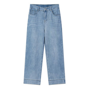 Quần Jeans Ống Thẳng Cạp Cao Rộng Rộng Phong Cách Mùa Hè 2025 Quần Jeans Denim Dài Đến Mắt Cá Chân Cho Nữ Cỡ Lớn