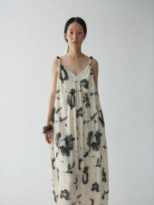 INSIS FEMME | Print Linen-cotton Summer Windflower Wrapped Straps Dress