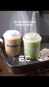 EC 50Pcs Super Thick Frosted PP Hard Cup Hot & Cold 90MM 500ML Milk tea/Shake/Juice/Coffee Cup Plastic Christmas Cup Personalized Frosted Cups - Lazada