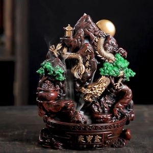 八方来财倒流香炉 树脂香炉 送倒流香 Backflow Incense Burner Incense Stick Holder Feng Shui Home Decorations Items Modern 聚宝盆 香炉 檀香炉 香熏 风水 招财 居家摆件 摆设品 赠礼佳品