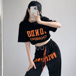 Summer Jazz Dance Fitness Sportswear Set Adult Belly Show Top Hip Hop Street Dance Practice Clothes Cotton Ethnic Stage Costume