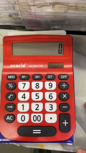 12 Digit Acacia AA-833-12S Red Electronic Calculator