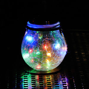 Waterproof Solar Outdoor LED Light Ice Crack Glass Night Lamp Garden Decorative Atmosphere Lamp Modern Style Hanging Lamp