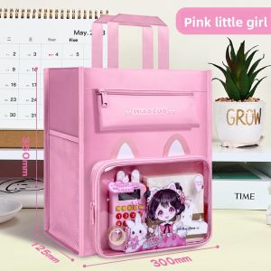 MONLEYTA | High Capacity Canvas Tutoring Bag Elementary And Middle School Students Handheld Book Bag Girls Art Supplies Storage Bag