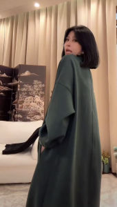 Slimming Long Sleeve T-Shirt Dress for Women Autumn Winter Loose Knee-Length Over-Belly Lazy Style Sweatshirt Dress European Goods