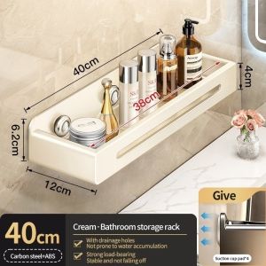 No Drill Suction Cup Bathroom Wall Shelf Shampoo Holder Toilet Storage Rack