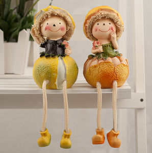 Childrens Day Gift Spring Garden Vegetables and Fruits Hanging Feet Couple Doll Pastoral Style Home Ornament and Decoration