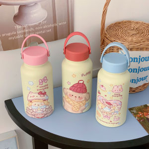 Cute Large Capacity Sports Water Bottle Womens Handheld Insulated Mug Childrens Fun Travel Tumbler Stainless Steel Cup