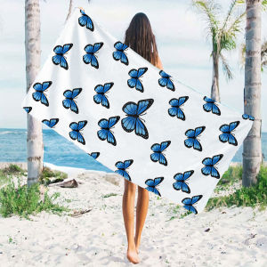 Khăn Tắm Biển Bằng Sợi Nhỏ Siêu Nhỏ Nhanh Khô Blue Morpho Butterfly Nhẹ Dùng Cho Bơi Lội Cắm Trại Tập Yoga - Khăn Tắm Bằng Vải Polyester