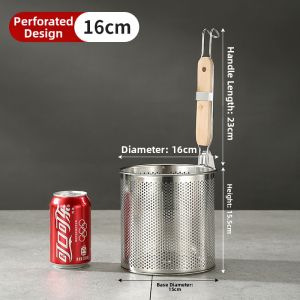 Hanging Stainless Steel Strainer Spoon Wooden Handle