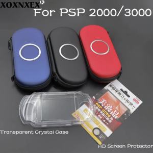 EVA Hard Carry Storage Bag + Crystal Clear Hard Case + HD Screen Protector Film Kit For PSP 2000 /3000 Game Console Accessories