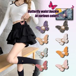 Attraction 1Pair Butterfly Waist Buckle For Women Skirt Jeans Adjustable Waist Clip Waist-narrowing Buttons Metal Pins Clothing Accessories Topitem👍